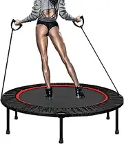 Silent Trampoline Foldable Mini Fitness Trampoline Rebounder Exercise Indoor Cardio Trainer Workout for Adults Improve Balance and Physical Strength