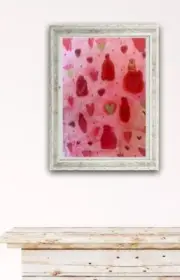 Abstract Love Potions And Hearts Painting Red And Pink On Paper Moody Virgo Ooak