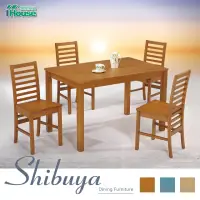 在飛比找momo購物網優惠-【IHouse】澀谷 實木簡潔餐桌椅組-1桌4椅(鄉村風餐桌