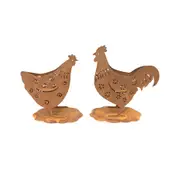 Set 2 Asst Trendy Rust Chook Planters 24x26cm