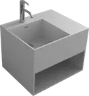 Bathroom Wall Hung Solid Surface Stone Vanity Basin Matt White Drawer Shelf 600