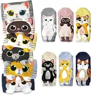 [SOSO NONO] Cat Socks for Cat Lovers, Women Athletic Ankle Fun Cotton Socks Women with Cute Kitty Patterns, Gift Box for Birthday