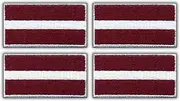 [Patchion] Set of Four - Flag of Latvia - Black VeIcro/Hook and Loop Backing - Embroidered Patch/Badge/Emblem