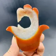 91g Natural carnelian quartz crystal hand carved hand-shape skull healing