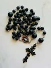Black Lava Rock Stone Beads Holy Rosary for Catholic Prayers / Church / gift