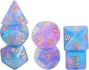 JWQFBC 7pcs Acrylic Polyhedral Dice Game Entertainment Toys Dice Sets for Game, Star Gemstone