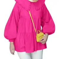 在飛比找蝦皮商城優惠-Hijabista 女士寬鬆長袖娃娃領純色襯衫