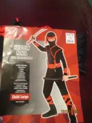 6 Piece Shadow Ninja Unisex L (12-14) Costume NEW Fast Ship