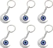 [TianChgWei] 6pcs Fashionable Evil Eye Keychain Metal Hollow Evil Eye Keychain Unique Evil Eye Pendant Keychain Beautiful Lucky Evil Eye Keyring for Purse Backpack, Silvery