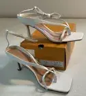 NEW VETASTE Womens White Ankle Toe Strap Dress High Heels Size 10 Shoes Sandals