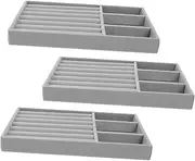 TOGEVAL Jewelry Showcase Trays 3pcs Necklace Display Holder Sturdy Jewelry Organizer Trays for Earrings Rings