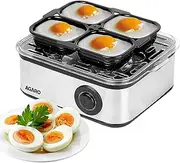 AGARO Grand Egg Boiler and Poacher,2-in1 Boils 8 Eggs, Poach 4 Eggs, Steamed Vegetables, 3 Boiling Modes, Stainless Steel Body, Transparent Lid, 500 Watts, Silver |14 Ounces(414 ml)