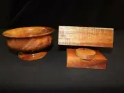 SPECTACULAR EXOTIC HAWAIIAN SELECT CURLY KOA 3PC TABLE ACCENTS TURNING BOWL#2