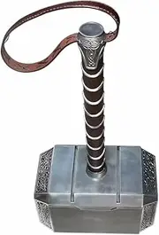 Avengers Version 2.0 Thors Mjolnir Cosplay Adult Metal Hammer 1:1 Real Props, Silver, Silver, Medium