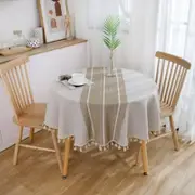 Decorative Table Cloth Cotton Tablecloth Round Tablecloths Dining Cover 150X150cm Grey Table Cloths