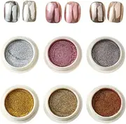 Nail Chrome Powder - 1.18 Inches Nail artf Powder | 6 Colors Glitter Fingernail Chrome | metallicn Effect Mirror - Halloween Makeup, artf for Dating, Sparkling