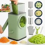 Hand Crank Cheese Grater, 3-in-1 Rotary Cheese Grater with Handle, Replaceable Stainless Steel Blades, Cheese Shredder & Vegetable Slicer, Easy to Clean Kitchen Gadget