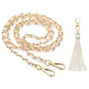 47 Inch Purse Chain Strap Purse Strap Replacement with Tassel, White/Gold
