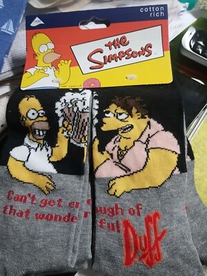 SIMPSONS Socks HOMER & MO.3 Brand new packs.Mens'size 40-46,Cotton blend, Funny