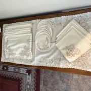 8 Placemats, Table Runner , 8 Napkins, 8 Coasters, Embroidered from Manila