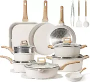 22Pcs Pots and Pans Set Nonstick, Cookware Set White Granite Induction Kitchen C