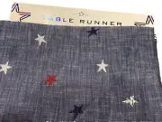 All Star 100% Cotton 16 x 80 in Table Runner Chambray Red White Blue
