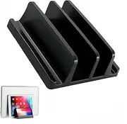 Laptop Holder, 4-Slot Vertical Laptop Stand with Anti-Slip Pads, Supports Laptops, Tablets, and More, Space-Saving, Adjustable, Multi-Device Support