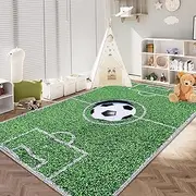 Kids Rug Carpet Playmat, Learning Have Fun Sport Play Mat, Non-Slip Large Soccer Field Play Area Rug, Soft Plush Rugby Football Field Playing Activity Centerpiece Rug Decor (Style C, 120x180cm)