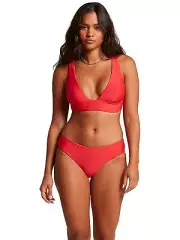 Volcom L33930 Womens Red Simply Seamless Skimpy Bikini Bottoms Size Small