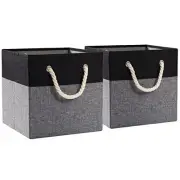 Large Foldable Cube Storage Bins 13x13 inch [2-Pack] Fabric Linen Storage