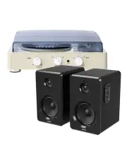 [Gadhouse] Brad MKII Record Player + Bundled Majority D40 Bluetooth Speakers in Ivory