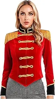 Women's Circus Ringmaster Costume Halloween Carnival Fancy Dress Drum Major Outerwear Magician Velvet Jacket Coat