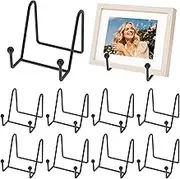 10 Pcs Metal Picture Easels for Display, Plate Holder 4 Inch Metal Easel Display Stand Decorative Tabletop Picture Stand Gold Iron Book Holder for Display Pictures Photo Frames Plates (Black)