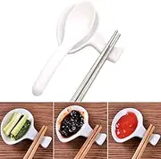 Woonsoon 10Pcs Ceramic Chopsticks Holder，Chinese Porcelain Chopstick Rest Spoon Fork Knife Stand Sauce Dish