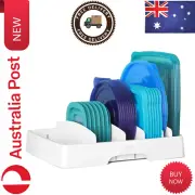 Food Container Lid Organizer Large Adjustable Plastic Lid Storage for Kitchen AU