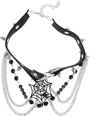 [WRITWAA] Choker Necklace Spider Web Halloween Cobwebs Spiderco Spider Necklace Spider Accessories for Women Halloween Chokers for Women Halloween Spider Jewelry Alloy