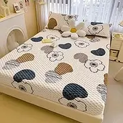 Full Fitted Sheet，Warm Velvet Coral Velvet Non-Slip Mattress Cover, Cartoon Animation Printed Bedspread for Boys and Girls Bedrooms,Flower 1,120cmx200cm (3pcs)