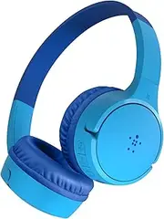 Belkin SOUNDFORM Mini Kids Wireless Headphones with Built in Mic, 30 Hours Playtime, Bluetooth 5.0 or Wired Connection, On Ear Headsets for Travel, School - Compatible with iPads, Galaxy, Tablet–Blue