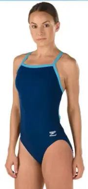 Womans Size 32/6 Speedo Endurance Competition Swimsuit Blue Flyback