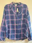 victorias secret tops new sz L blue pink plaid button front