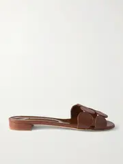 [Manolo Blahnik] Manolo Blahnik - Haribalmu 10 Cutout Leather Slides - Tan - IT40 IT 40 Brown