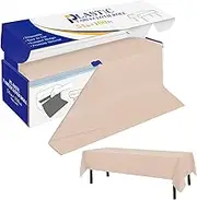 Plastic Table Cover Roll Beige Disposable Table Cloth 54 in x 100 Ft, Plastic Table Cloths with Slide Cutter, Plastic Table Cover for Parties, TCRoll-01