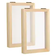 2Pcs 7"x5" Wooden Paper Making Mould Deckle Frame, Natural Color