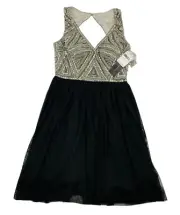 AIDAN MATTOX Black Jeweled Womens Dress Size 0 NWT 249.99$