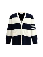 Thom Browne Striped V-Neck Cardigan 1,2,3,5 Black