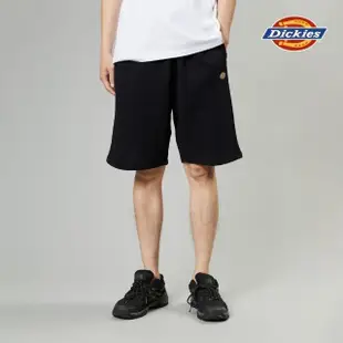 【Dickies】男款黑色純棉抽繩鬆緊褲腰舒適休閒短褲｜DK012959BLK