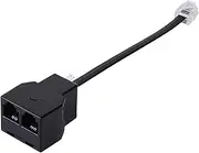 Phone Cable Splitter, 2-Port Adapter, Connects Two Devices, Wire Divider, Supports Fax and Modem, Easy Plug Setup, Compatible with DSL Equipment, Black ABS Material