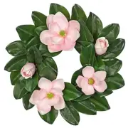 Artificial Wreath for Front Door Pink Magnolia Wreath Greenery 20" Soft Pink