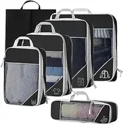 Koncle Compression Packing Cubes for Suitcases, Extensible Travel Packing Cubes, Mesh Luggage Suitcase Organizer Bags, Large Medium Small Packing Cube