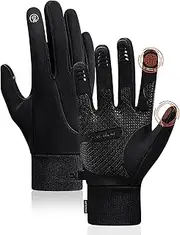 [Mokani] Winter Thermal Gloves, Touch Screen Non-slip Cycling Gloves Windproof Splash-proof Running Gloves with Warm Fleece Lining for Men Women Driving Climbing Hiking (S/M/L/XL)